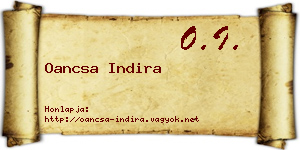 Oancsa Indira névjegykártya